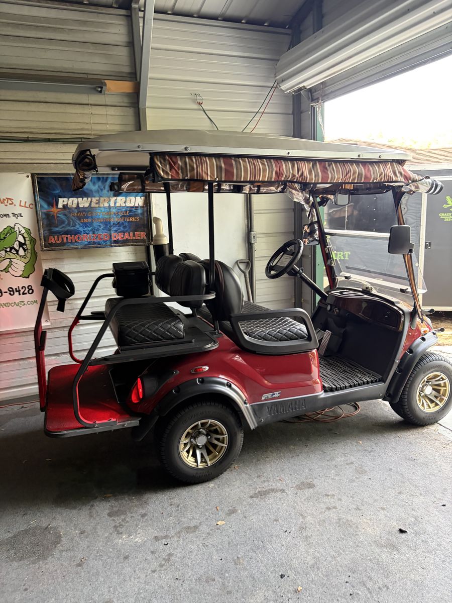 4-passenger gas golf cart with rear flip seat